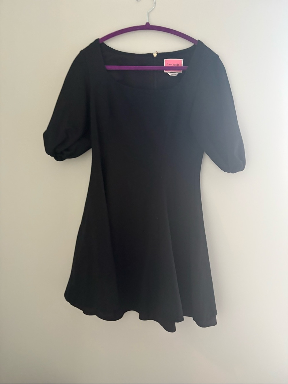 kate spade Black Mini Dress with Puff Sleeves